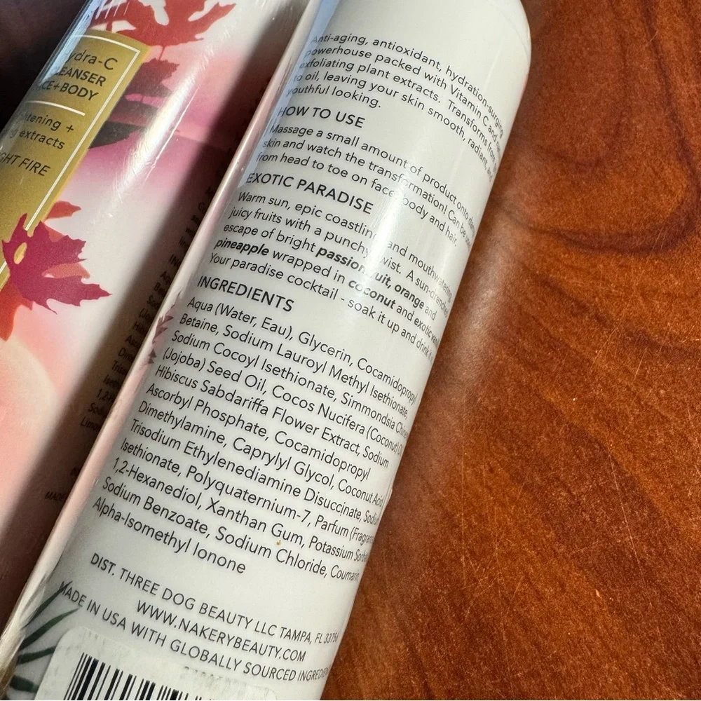 Nakery Hydra-C Oil to Foam Face & Body Cleansers Set of 2 Exotic Paradise - Picture 4 of 5